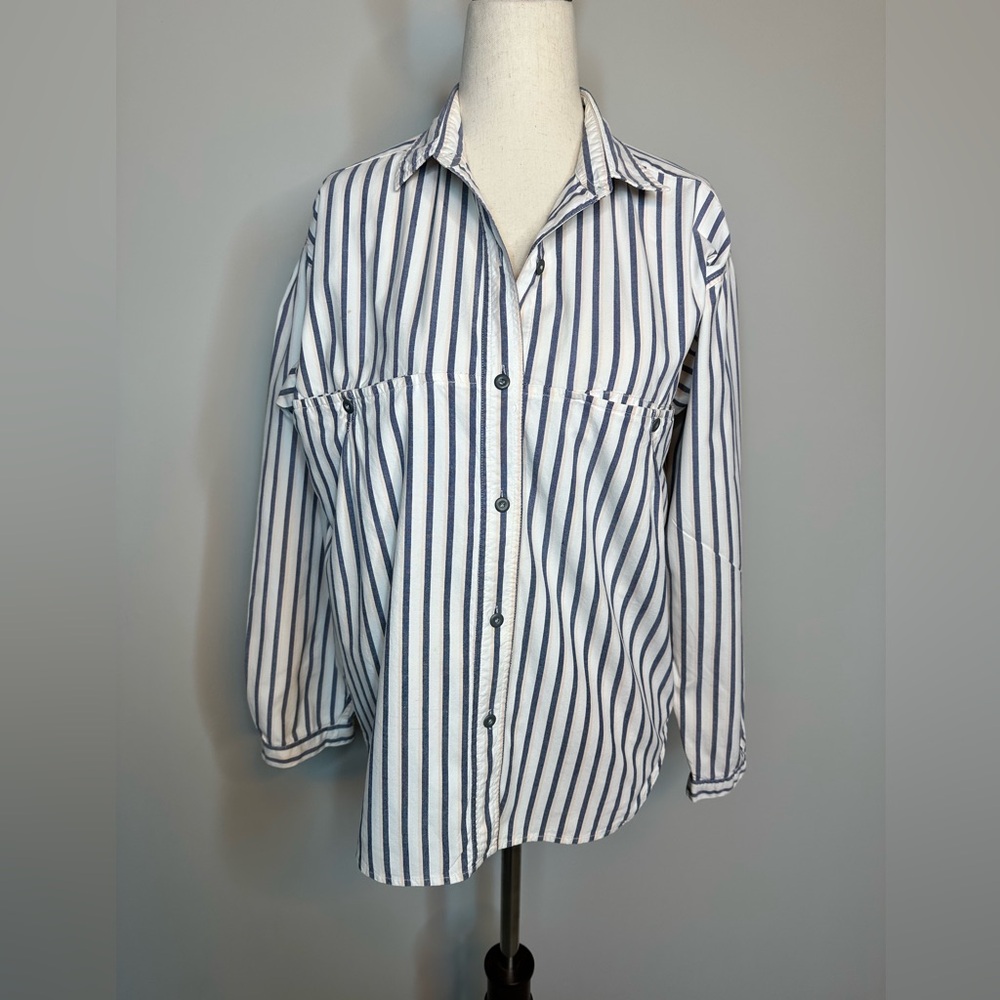 Sz S Unionbay vintage button down striped shirt 90s white blue pink